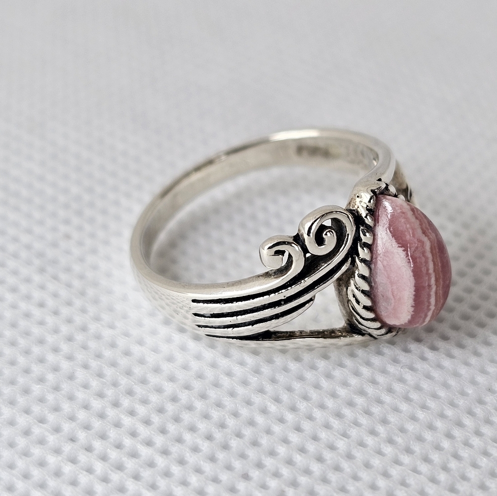 Genuine Rhodocrosite Sterling Silver Ring Size 7.5! - Picture 3 of 6